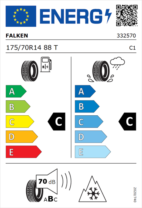 Tyre Label for Falken Euroall Season AS210 175/70R14 88T
