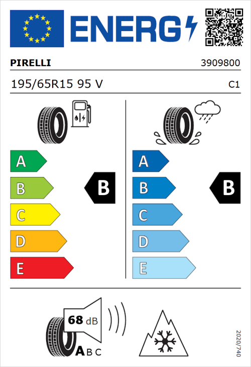 Tyre Label for Pirelli Cinturato All Season SF2 195/65R15 95V