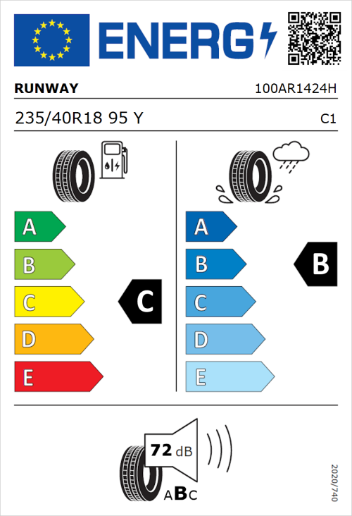 Tyre Label for Runway Enduro Sport 235/40R18 95Y